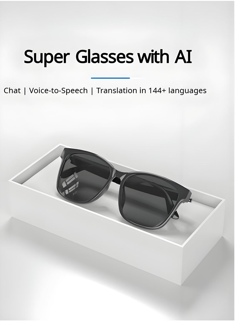 HYUNDAI Smart Glasses with AI, Polarized Sunglasses with Bluetooth Speaker, Athletic, Outdoor, Sports UV Protection and Voice Control, Smart AI translation Glasses and Headphones, Translation in 144 languages, AI Chat, Music, Assistant via Bluetooth 5.4 - Black  - Image 2