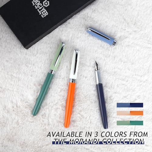 BOCIYER Contrast Color Fountain Pen Set - Medium Nib, Refillable Fancy Pens Box (Blue) - Image 5