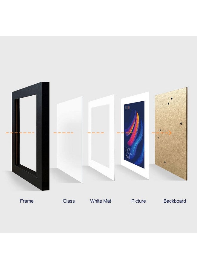 في سي كيه مجموعة من 5 إطارات صور خشبية حصرية من VCK مقاس 5x7 باللون الأسود مع زجاج عالي الدقة | مقاس 4x6 أو 5x7 بدون حصيرة - Image 2
