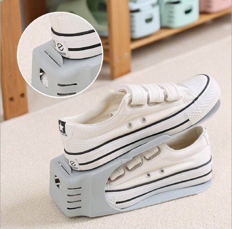 NYALKARAN Plastic Shoe Slots Organizer Space Saver Double Deck Shoe Rack Adjustable Shoe Slots for Closet Organization (Set of 6) - Image 4