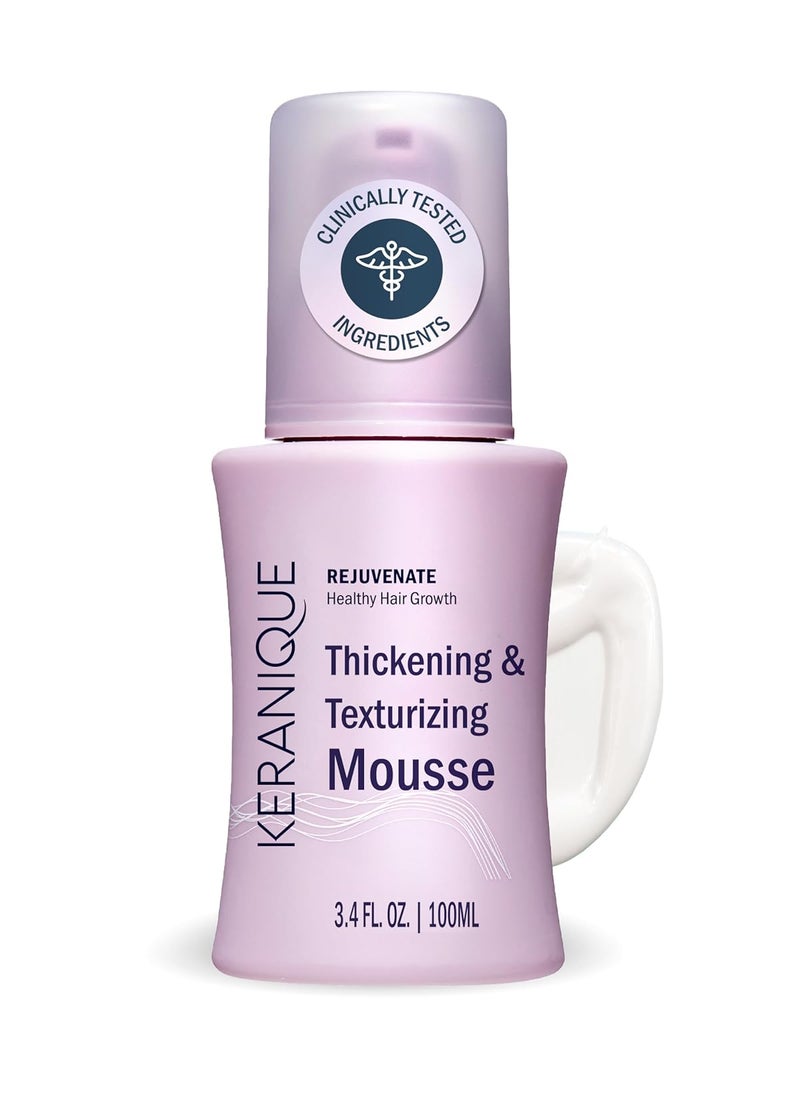 Keranique Keranique Volumizing Mousse for Women - Thickening and Styling Anti-Frizz Foam for Fine, Straight, Wavy, and Curly Hair 