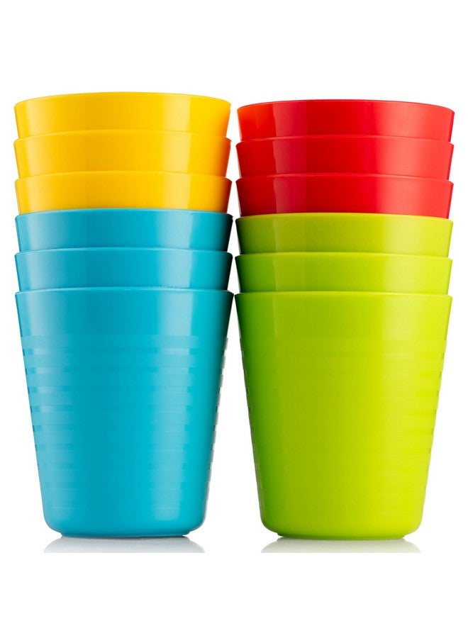 PLASKIDY أكواب بلاستيكية للأطفال من PLASKIDY، مجموعة من 12، سعة 8 أونصات، غير قابلة للكسر، قابلة لإعادة الاستخدام، آمنة في غسالة الصحون، خالية من BPA، أكواب ملونة زاهية للأطفال - Image 1