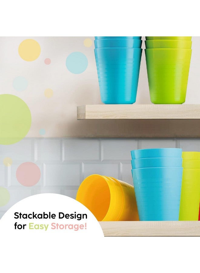PLASKIDY أكواب بلاستيكية للأطفال من PLASKIDY، مجموعة من 12، سعة 8 أونصات، غير قابلة للكسر، قابلة لإعادة الاستخدام، آمنة في غسالة الصحون، خالية من BPA، أكواب ملونة زاهية للأطفال - Image 4