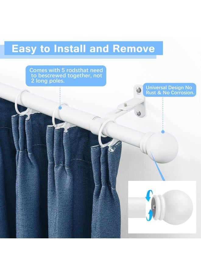 AMZSEVEN Curtain Rods for Windows 16 to 76 Inches, Curtain Rod Max Adjustable Length of 88 IN, 1" Diameter Drapery Rods Round Finials, White 1 Pack - Image 2