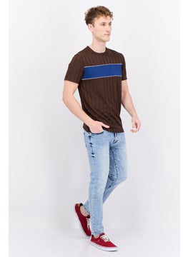 Asos Design Men Crew Neck Short Sleeve Two-Tone T-Shirt, Brown  - Image 4