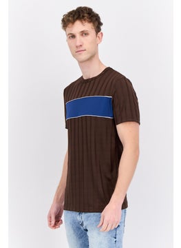 Asos Design Men Crew Neck Short Sleeve Two-Tone T-Shirt, Brown  - Image 3