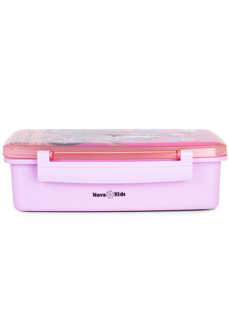 Nova kids Bento Lunch Box with Spoon And Fork - Motorbike Pink - Image 3