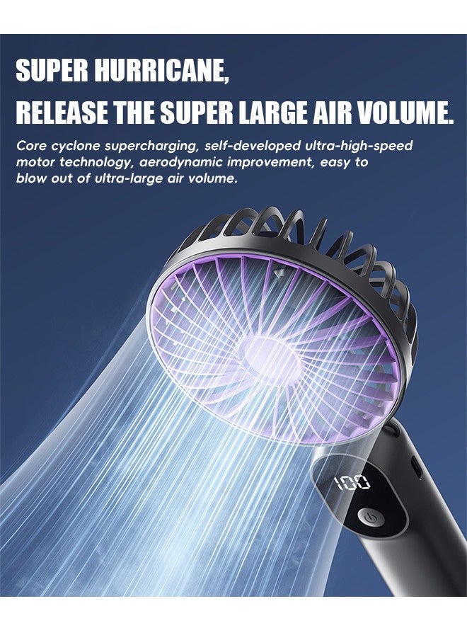Beyond Portable Handheld Fan, Digital Display Silent Fan with Foldable Design, Long Endurance Pocket Fan (Black+Purple)  - Image 3