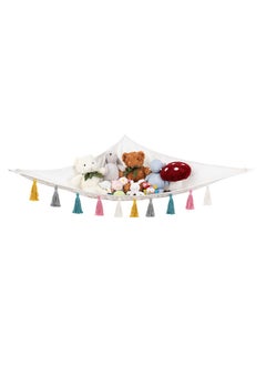 KASTWAVE Stuffed Animal Toy Hammock Hanging Macrame with Colorful Tassels Boho Large Corner Plush Toys Net Holder for Nursery Play Room Bedroom Kid Room(57*41 In)  - Image 1