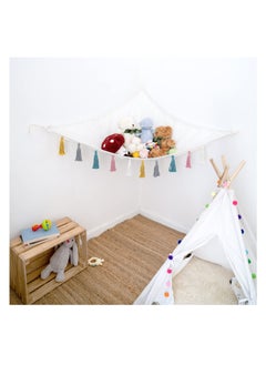 KASTWAVE Stuffed Animal Toy Hammock Hanging Macrame with Colorful Tassels Boho Large Corner Plush Toys Net Holder for Nursery Play Room Bedroom Kid Room(57*41 In)  - Image 3
