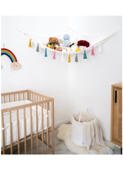 KASTWAVE Stuffed Animal Toy Hammock Hanging Macrame with Colorful Tassels Boho Large Corner Plush Toys Net Holder for Nursery Play Room Bedroom Kid Room(57*41 In)  - Image 2