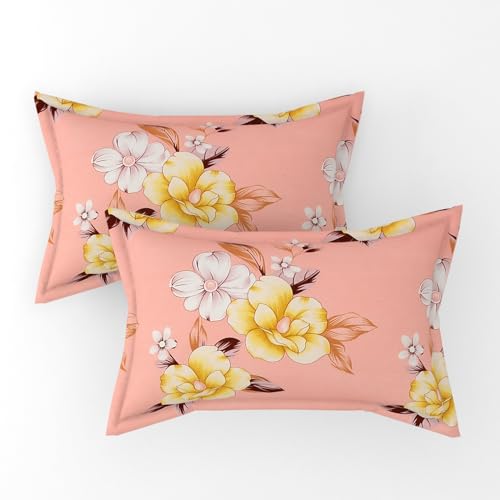 CB HOME Glace Cotton Fitted King Size Bedsheet for Double Bed with 2 Pillow Covers 72x78x8'' All Round Elastic (Print 7, Floral & Traditional King) - Image 4