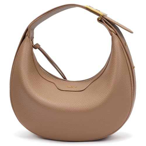 Keyli Fashionable Crossbody Shoulder Bag for Women Crescent Purse Waterproof Leather Handbags Clutch Tote Designer Bags with Adjustable Strap Light Brown - Image 1
