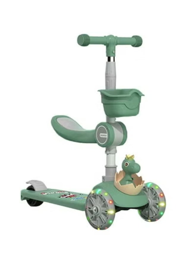 KLNAMAEAAN 3 In 1 Foldable Children's 3 Wheel Scooter LED Wheel Scooter Slideable Rideable - Image 1