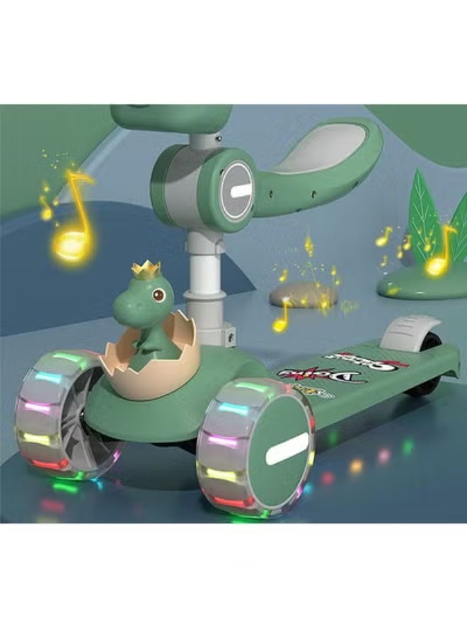 KLNAMAEAAN 3 In 1 Foldable Children's 3 Wheel Scooter LED Wheel Scooter Slideable Rideable - Image 2