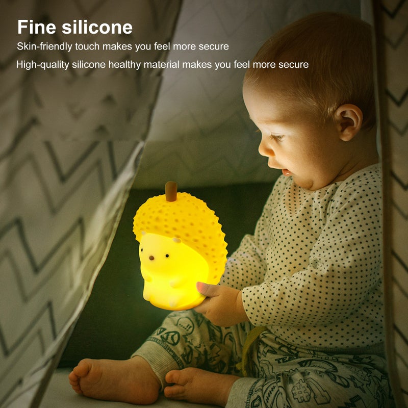 Green Durian Touch Sensor Night Light - Soft Silicone Tap Control - Cute LED Kids Bedside Lamp for Children Bedrooms - Image 2