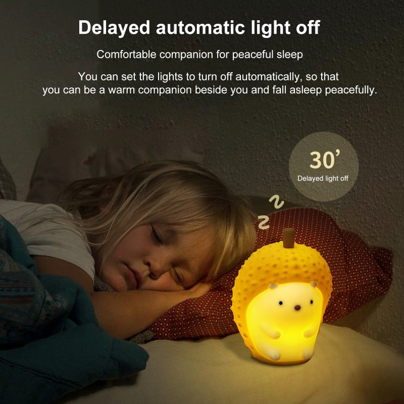 Green Durian Touch Sensor Night Light - Soft Silicone Tap Control - Cute LED Kids Bedside Lamp for Children Bedrooms - Image 3