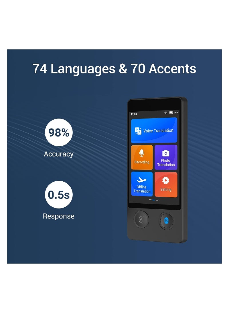 SYOSI - Offline Language Translator Device, Latest AI Voice Translator, 144 Languages and Accents 97% Accuracy with 3.7 inch Touchscreen Instant Two Way Translation, for Learning, Travel, No WiFi or SIM - Image 1