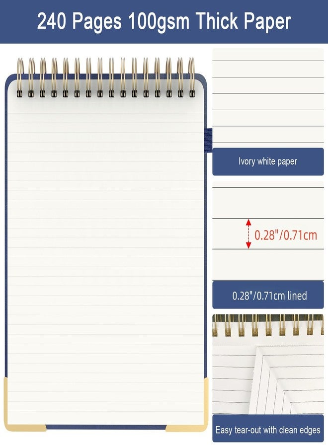 Mousbull A4 Top Spiral Notebook, Tree Pattern Large Leather Hardcover Left Handed Journal, 240 Pages 100 Gsm Lined Paper Top Bound Steno Pads for Work, School, Travel Writing - Navy Blue, 8.5" x 11" - Image 4