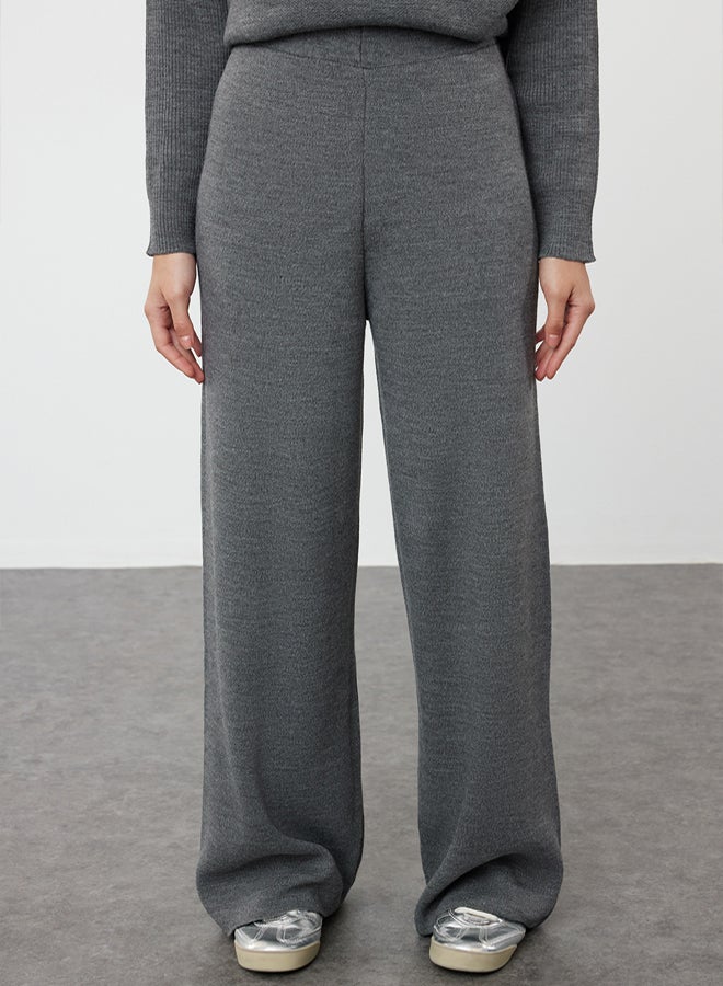trendyol Anthracite Slit Wide Leg Knitwear Two Piece Set TCTAW24US00028 - Image 4