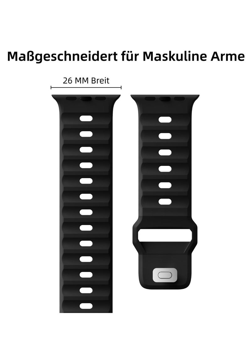 Generic - Sport Bands Compatible with Apple Watch Ultra 2/Ultra Band 49mm 45mm 44mm 42mm for Men, Soft Silicone Wristbands Waterproof Replacement Strap for iWatch Series 9 8 7 6 5 4 3 2 1 SE SE2 - Image 1