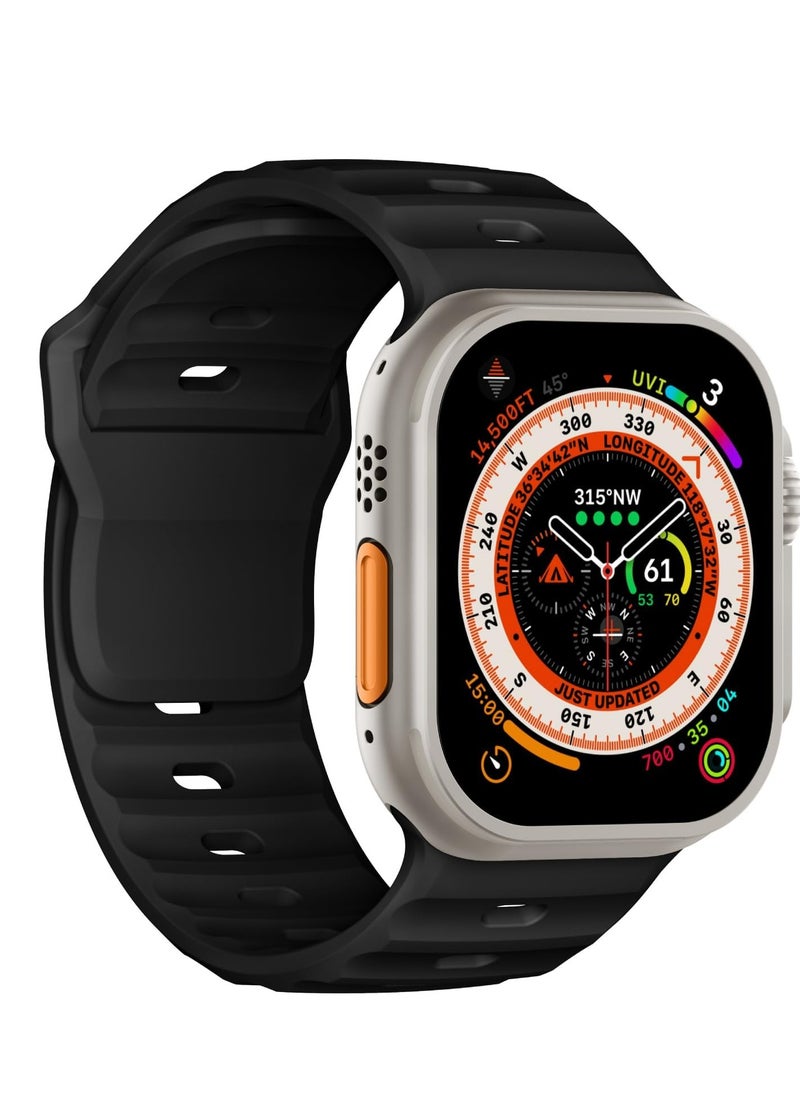 Generic - Sport Bands Compatible with Apple Watch Ultra 2/Ultra Band 49mm 45mm 44mm 42mm for Men, Soft Silicone Wristbands Waterproof Replacement Strap for iWatch Series 9 8 7 6 5 4 3 2 1 SE SE2 - Image 1