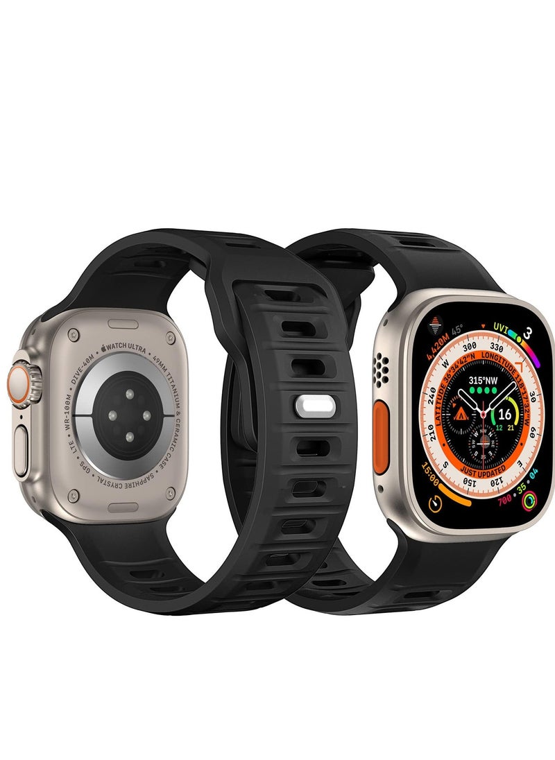 Generic - Sport Bands Compatible with Apple Watch Ultra 2/Ultra Band 49mm 45mm 44mm 42mm for Men, Soft Silicone Wristbands Waterproof Replacement Strap for iWatch Series 9 8 7 6 5 4 3 2 1 SE SE2 - Image 1