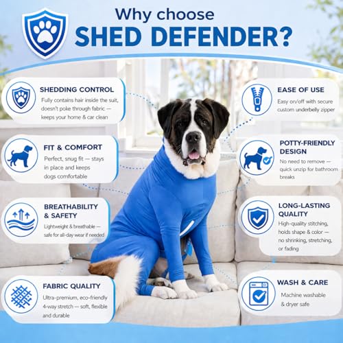 Shed Defender Original Dog Onesie for Shedding Control – Seen on Shark Tank, Lightweight Breathable Dog Suit, Bodysuit for Dogs, Recovery Suit, Anxiety Relief, Full Coverage, Easy On/Off, Dog Jumpsuit - Image 2