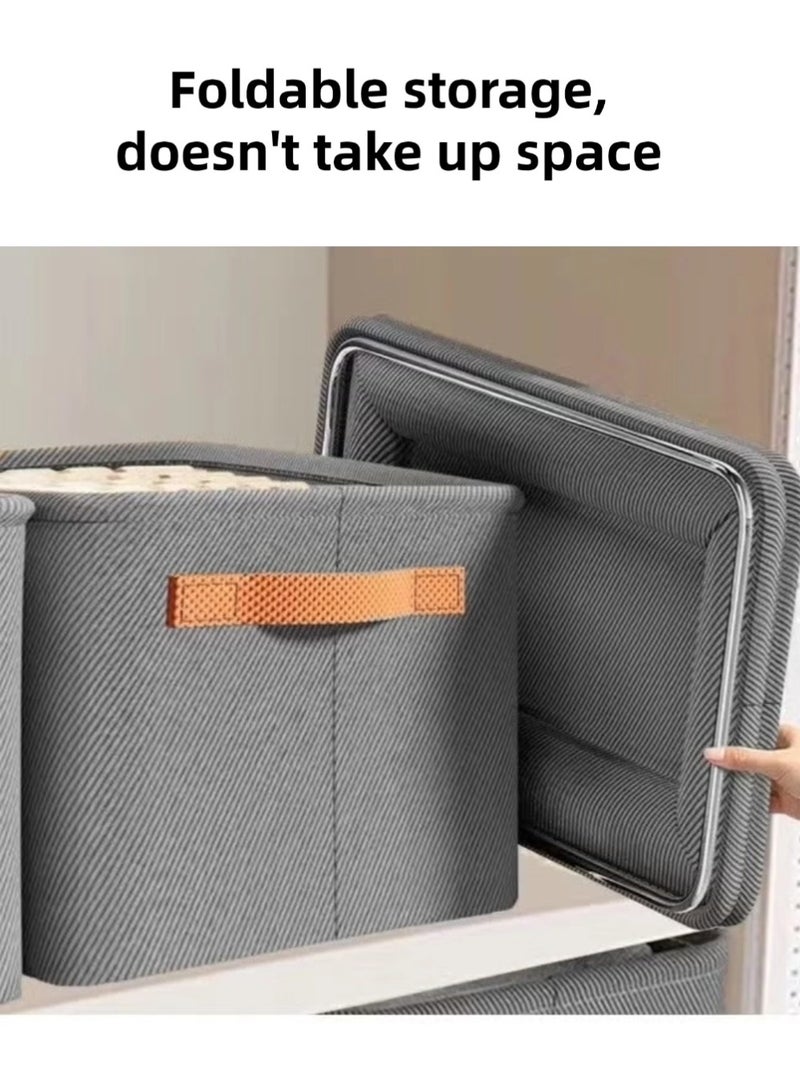 4PCS Foldable Closet Storage Box with Handle, Collapsible Fabric Storage Cubes Organizer, Stackable Storage Bins Closet Organizers For Organizing Clothing, Sheets, Toys, Books - Image 2