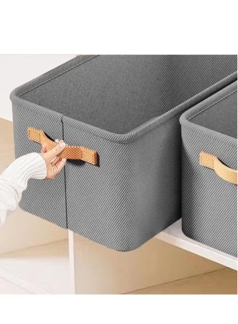 4PCS Foldable Closet Storage Box with Handle, Collapsible Fabric Storage Cubes Organizer, Stackable Storage Bins Closet Organizers For Organizing Clothing, Sheets, Toys, Books - Image 5