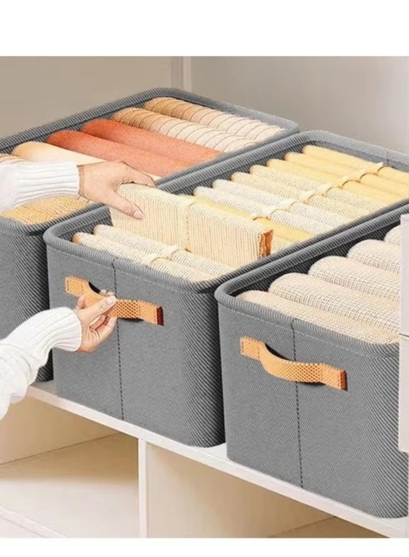 4PCS Foldable Closet Storage Box with Handle, Collapsible Fabric Storage Cubes Organizer, Stackable Storage Bins Closet Organizers For Organizing Clothing, Sheets, Toys, Books - Image 3