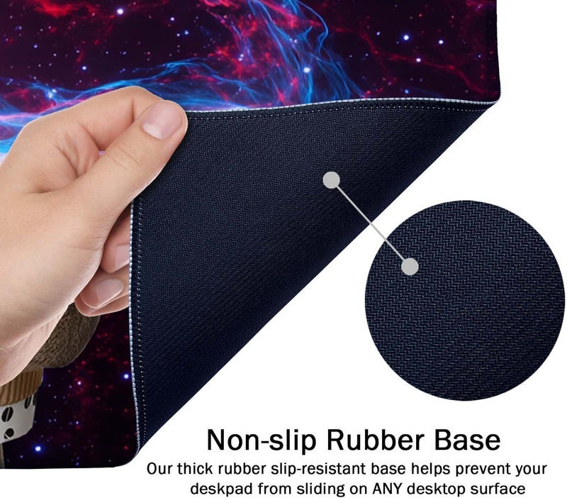 SSOIU Extended Mouse Pad, XXL Gaming Mouse Pads, Large Big Mousepad Laptop Computer Keyboard Mat Desk Pad with Non-Slip Base Stitched Edge for Gaming Office, 35.5 x 15.7 inch, Funny Cat - Image 5