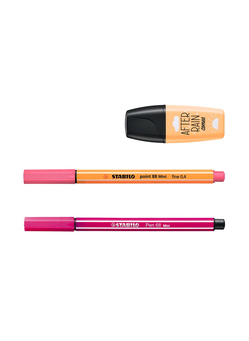 STABILO Mini Set Pack of 18 Pcs , School and Office Supply , Mini Boss Highlighters , Mini Fainliners Point 88 Pens , Mini Felt-tip Pens , for Journaling , Note Taking , Drawing  - Image 1