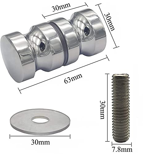 ZKSM 2 Set Shower Screen Handle Bathroom Door Handle Knob with Solid Stainless Steel for Replacement Groove Glass Door(Install Screw 7.8x30mm) - Image 2