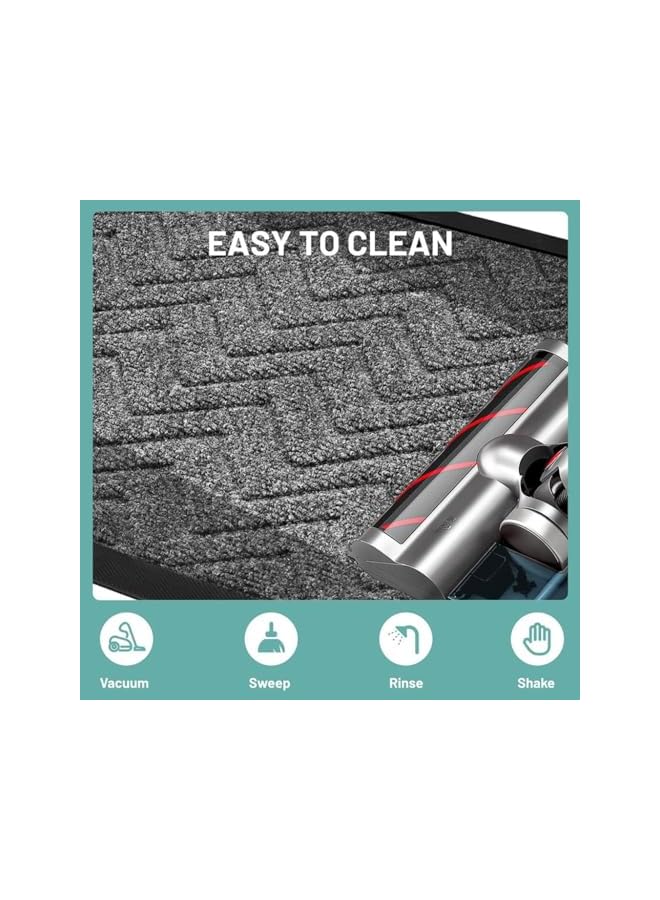 The Bros Durable Rubber Doormat Indoor and Outdoor, Welcome Mat Low Profile Dirt Trapper Doormat, Non Slip Crosshatch Entryway Rug Outdoor Floor Mat (45 * 75cm) (Grey) - Image 2