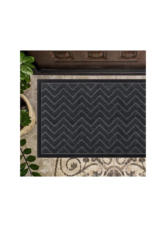 The Bros Durable Rubber Doormat Indoor and Outdoor, Welcome Mat Low Profile Dirt Trapper Doormat, Non Slip Crosshatch Entryway Rug Outdoor Floor Mat (45 * 75cm) (Grey) - Image 5