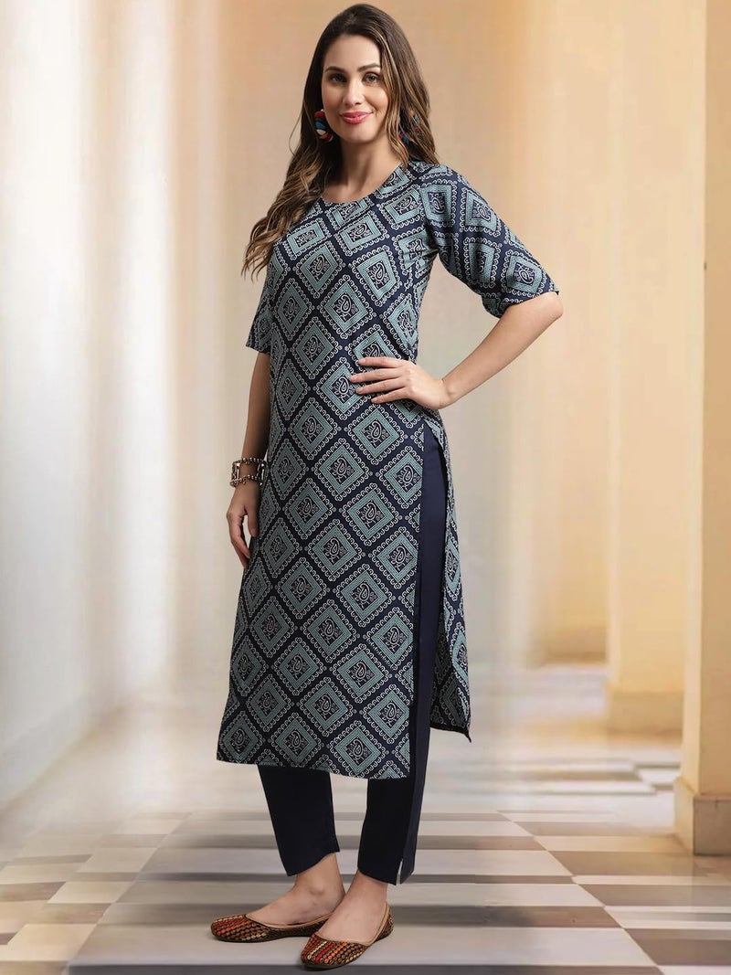 Tee Projekt Printed Crepe Kurti & Pant Set for Women Festival Wear for Women - Image 3