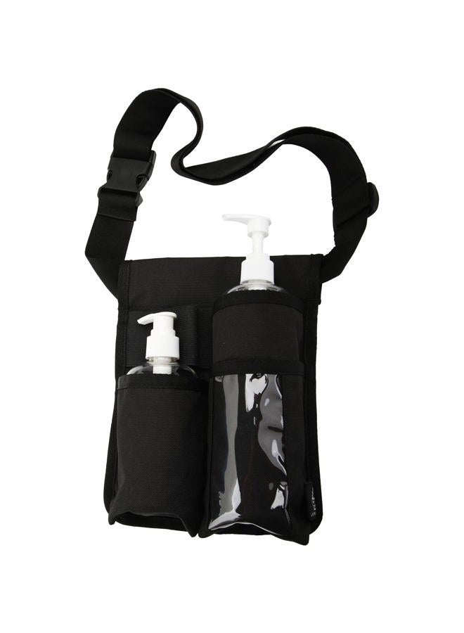 LANLAOER Massage Bottle Oil Lotion Waist Holder Adjustable Massage Oil Belt Holster Massage Holster for Cream Belt Massage Oil Pouch Multi Pockets(Bag Only)(Two Bottles,Black)  - Image 1