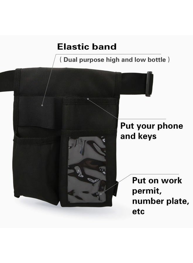 LANLAOER Massage Bottle Oil Lotion Waist Holder Adjustable Massage Oil Belt Holster Massage Holster for Cream Belt Massage Oil Pouch Multi Pockets(Bag Only)(Two Bottles,Black)  - Image 3