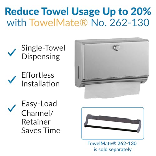 Bobrick Wall-Mounted Paper Towel Dispenser – Stainless Steel, Holds 200 C-Fold or 275 Multifold Towels, Easy Manual Access, ADA Compliant, Ideal for Commercial Bathrooms & High-Traffic Areas (Model B-2621) - Image 5
