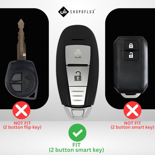 Shopoflux® TPU Key Cover Compatible with Baleno | Breeza | S Cross | Ciaz | Swift 2 Button Smart Key (Black & White Pack 2) - Image 2