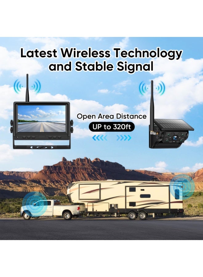 XiuWoo Solar Wireless Magnetic Backup Camera, 9900mAh Battery Powered Rechargeable IP69 Waterproof HD Back Up Rear View Remote Control Camera with 7 Inch 1080P Monitor System for Car Truck Trailer RV VN003 - Image 2