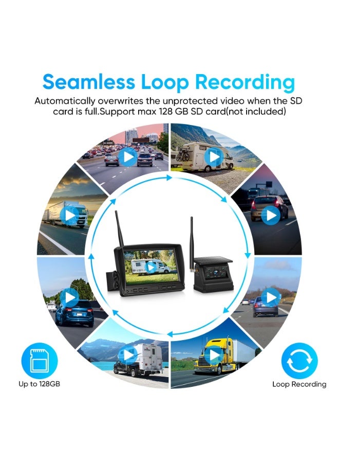 XiuWoo Solar Wireless Magnetic Backup Camera, 9900mAh Battery Powered Rechargeable IP69 Waterproof HD Back Up Rear View Remote Control Camera with 7 Inch 1080P Monitor System for Car Truck Trailer RV VN003 - Image 3