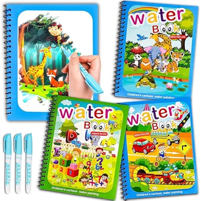 REUSABLE MAGIC WATER COLORING BOOK FOR KIDS, CARTOON ANIMALS AND ALPHABET PAINTING BOOK, TODDLER DRAWING BOOK WITH DOODLE GAME, CHILDREN GIFTS, 3 PACK - Image 3