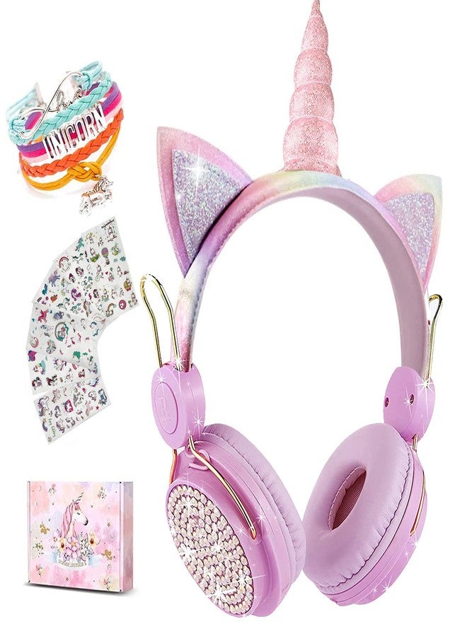 SVYHUOK Unicorn Wireless Headphones for Kids,Cat Ear Bluetooth 5.0 Over Ear Headphones with Microphone for Cellphone/iPad/Laptop/PC/TV/PS4/Xbox One, Foldable Gaming Headset for Girls Teens Gift (Pink) - Image 1