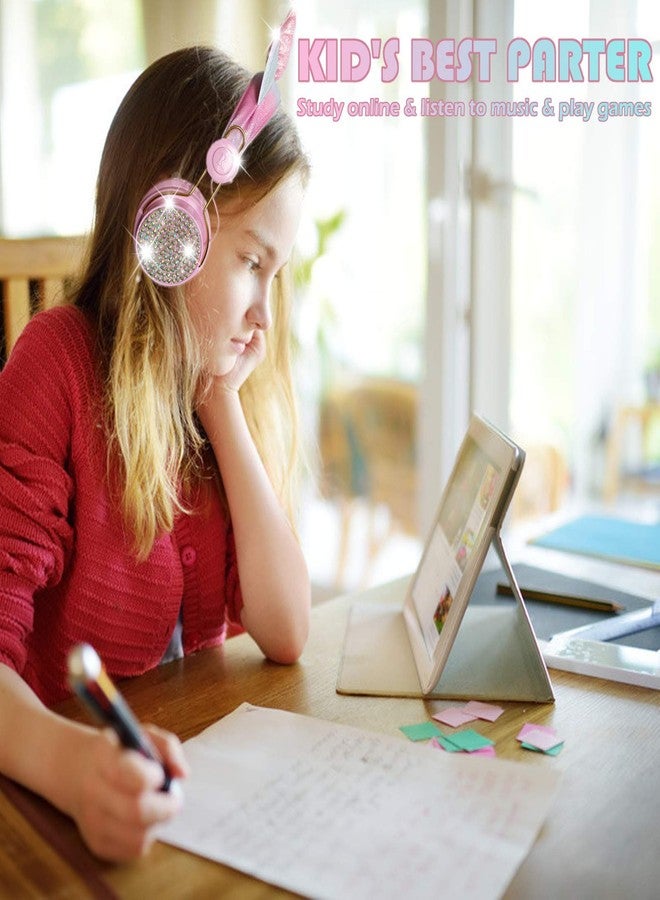 SVYHUOK Unicorn Wireless Headphones for Kids,Cat Ear Bluetooth 5.0 Over Ear Headphones with Microphone for Cellphone/iPad/Laptop/PC/TV/PS4/Xbox One, Foldable Gaming Headset for Girls Teens Gift (Pink) - Image 2