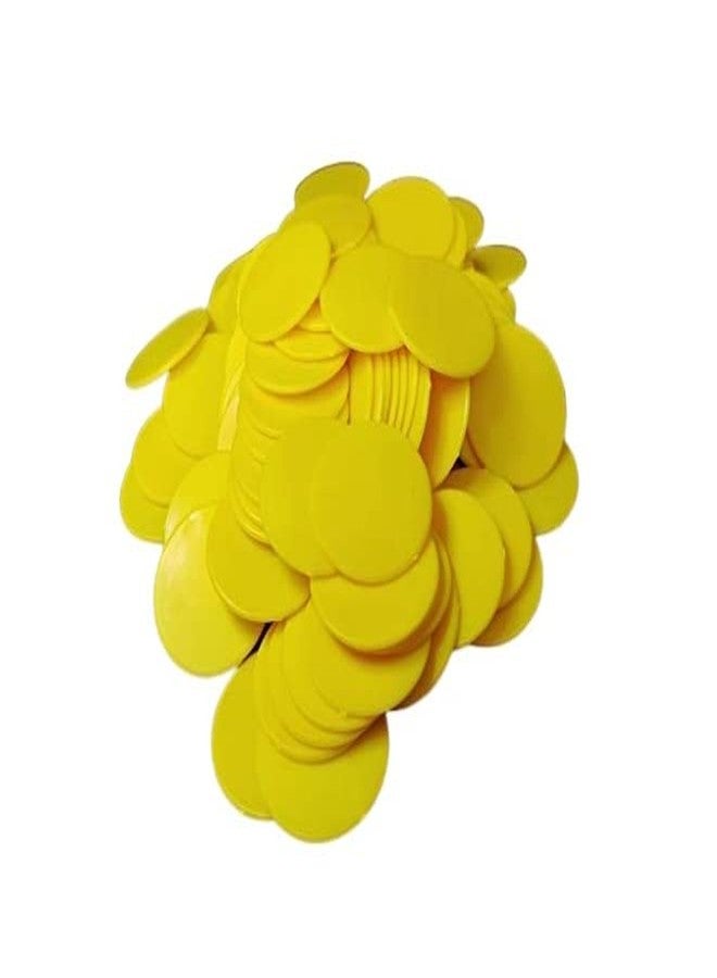 MOREL Yellow Plastic Round Shape Plain Token Coin, Chips for Shop, Board Games, Stores, Casino, School|100 Coins. (Yellow) - Image 1