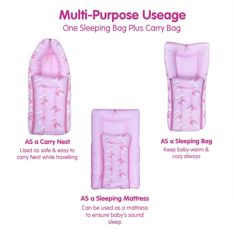1ST STEP Muslin Cotton 3 in 1 Baby Bed, Sleeping Bag & Carry Nest, Cotton Baby Bedding for New Born & Infant, Portable Bassinet, for Baby Carrying & Sleeping, Unisex Baby Sleeping Bed (PK) - Image 4