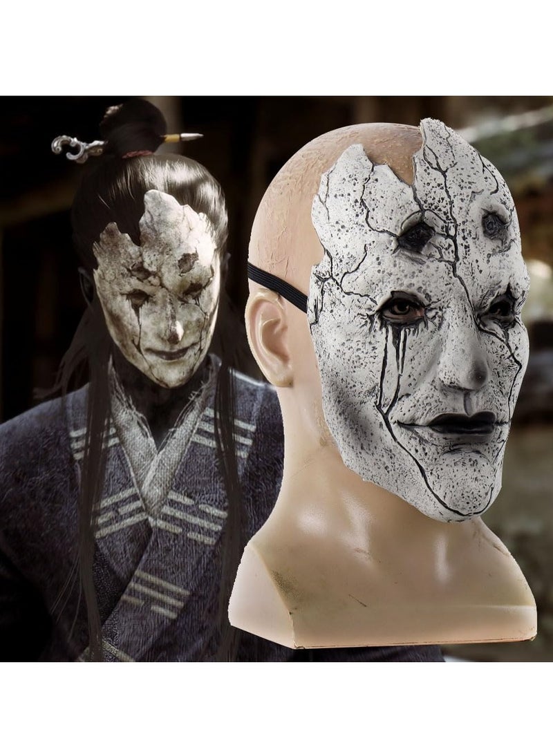 SOLARAE قناع تنكر للرجال، قناع هالوين، قناع أسطورة سوداء وكونغ- مي داورين قناع نصف وجه من اللاتكس لهالوين تنكر قناع - Image 1
