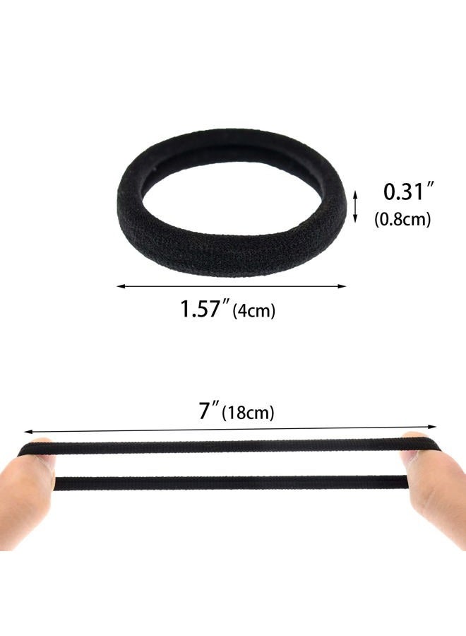 PIDOUDOU 100 Pack Seamless Hair Ties for Women Girls Ponytail Holders for Thick Hair (Black) - Image 4